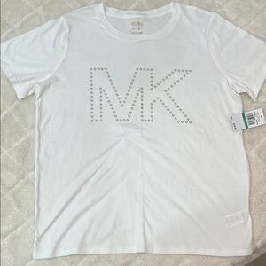 Michael Kors White Studded Logo Tee